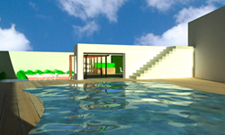 Progettazione giardino per condominio con piscina